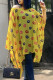 Yellow Casual Print Patchwork Asymmetrical O Neck T-Shirts