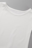 White Fashion Sexy Solid Patchwork O Neck Sleeveless Dress Dresses