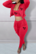 Red Casual Print Patchwork Letter Hooded Collar Long Sleeve Three Pieces