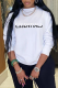 White Casual Street Print Patchwork Letter O Neck Tops