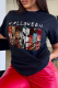 Black Street Vintage Print Patchwork Letter O Neck T-Shirts