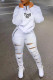 White Casual Print Ripped Patchwork Zipper Collar Long Sleeve Two Pieces