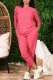 Rose Casual Print Patchwork O Neck Long Sleeve Two Pieces
