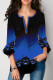 Blue Casual Street Print Patchwork O Neck Tops
