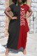 Black Casual Print Patchwork Letter O Neck Irregular Dress Dresses