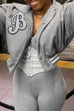 Pink Casual Street Print Patchwork Buckle Turndown Collar Outerwear