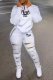 White Casual Print Patchwork Zipper Collar Long Sleeve Two Pieces