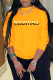 Yellow Casual Street Print Patchwork Letter O Neck Tops