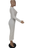 Pink Sexy Solid Buckle V Neck Pencil Skirt Dresses
