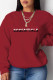 Red Casual Print Letter O Neck Tops
