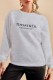 Grey Casual Print Letter O Neck Tops