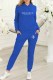 Blue Street Print Letter Hooded Collar Long Sleeve Two Pieces