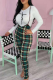 Green Street Print Patchwork O Neck Long Sleeve Two Pieces