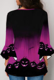 Red Casual Street Print Patchwork O Neck Tops