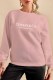 Pink Casual Print Letter O Neck Tops