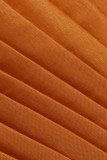 Orange Red Fashion Formal Solid Slit Square Collar Evening Dress