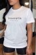 White Casual Print Letter O Neck T-Shirts