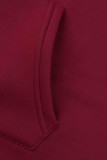 Red Fashion Casual Solid Patchwork Hooded Collar Long Sleeve Dresses