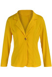 Yellow Fashion Casual Solid Cardigan Turndown Collar Outerwear