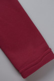 Red Fashion Casual Solid Patchwork Hooded Collar Long Sleeve Dresses