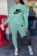 Baby Blue Casual Print Letter Hooded Collar Long Sleeve Two Pieces