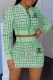 Dark Green Celebrities Print Letter Zipper Collar Long Sleeve Two Pieces