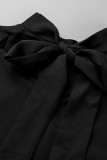 Black Fashion Casual Solid Basic Turtleneck Tops