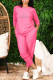 Pink Casual Print Patchwork O Neck Long Sleeve Two Pieces