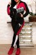 Black Casual Print Patchwork Letter Hooded Collar Long Sleeve Two Pieces