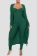 Green Casual Solid Patchwork Spaghetti Strap Long Sleeve Two Pieces