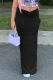Black Casual Solid Patchwork Skinny Mid Waist Pencil Solid Color Bottoms