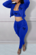 Blue Casual Print Patchwork Letter Hooded Collar Long Sleeve Three Pieces
