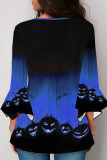 Red Casual Street Print Patchwork O Neck Tops