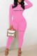 Pink Casual Print Letter O Neck Long Sleeve Two Pieces
