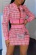 Red Celebrities Print Letter Zipper Collar Long Sleeve Two Pieces