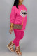 Rose Red Casual Print Patchwork O Neck Long Sleeve Two Pieces