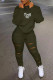 Army Green Casual Print Ripped Patchwork Zipper Collar Long Sleeve Two Pieces