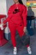 Red Casual Print Letter Hooded Collar Long Sleeve Two Pieces