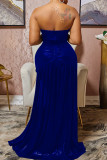 Red Fashion Sexy Patchwork Hot Drilling Backless Fold Strapless Sleeveless Dress