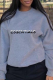Grey Casual Street Print Patchwork Letter O Neck Tops