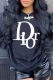 Black Casual Street Print Patchwork Letter O Neck Tops