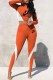 Orange Street Print Patchwork Letter O Neck Long Sleeve Two Pieces