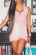 Pink Sexy Solid Patchwork Zipper V Neck Regular Rompers