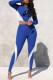 Blue Street Print Patchwork Letter O Neck Long Sleeve Two Pieces