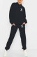 Black Street Print Letter Hooded Collar Long Sleeve Two Pieces