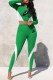 Green Street Print Patchwork Letter O Neck Long Sleeve Two Pieces