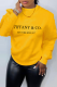 Yellow Street Daily Print Patchwork Letter O Neck Tops