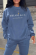 Blue Street Daily Print Patchwork Letter O Neck Tops