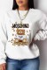 White Casual Character Print Letter O Neck Tops