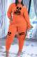Tangerine Red Casual Print Patchwork O Neck Loose Jumpsuits
